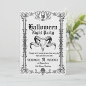 Retro Gothic Skull Dance Halloween Party Kaart (Staand voorkant)