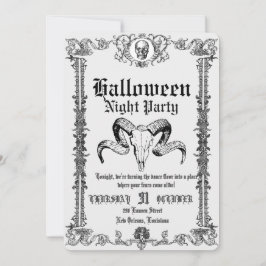 Retro Gothic Skull Dance Halloween Party Kaart