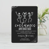 Retro Gothic Skull Dance Halloween Party Kaart (Staand voorkant)