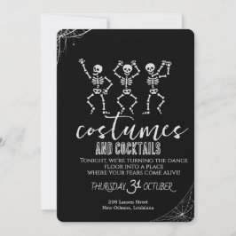 Retro Gothic Skull Dance Halloween Party Kaart