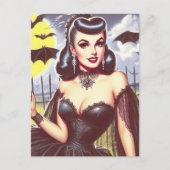 Retro Gothic Vampier Pin-up Briefkaart (Voorkant)