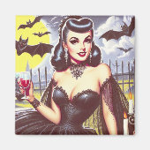 Retro Gothic Vampier Pin-up Magneet (Voorkant)