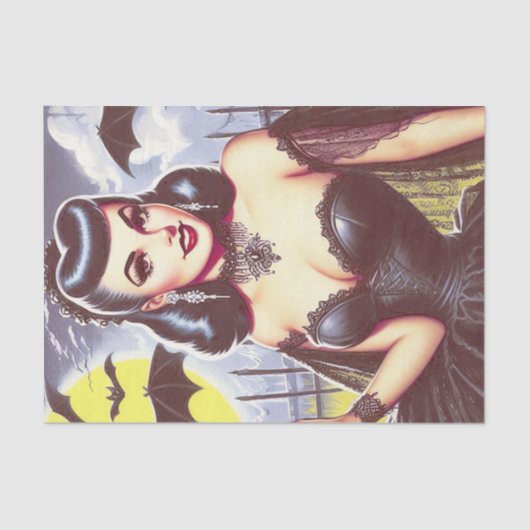 Retro Gothic Vampier Pin-up Tissuepapier (Voorkant)