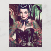 Retro Gothic vrouw collage Briefkaart (Voorkant)