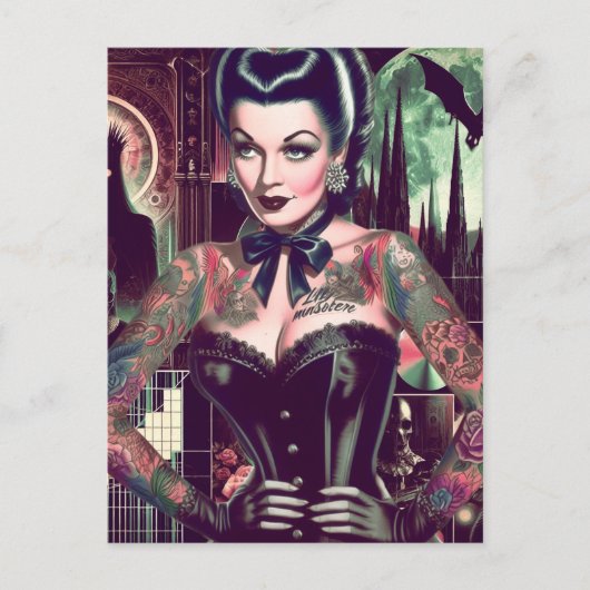 Retro Gothic vrouw collage Briefkaart (Voorkant)