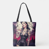 Retro Gothisch Meisje Tote Bag (Achterkant)