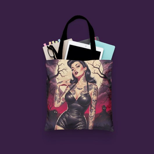 Retro Gothisch Meisje Tote Bag