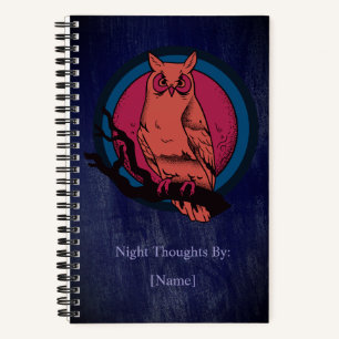 Retro Gotische Nachtuil Maan Spiraal Notebook Notitieboek