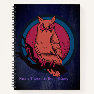 Retro Gotische Nachtuil Maan Spiraal Notebook Notitieboek