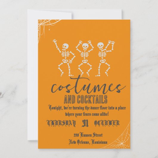 Retro Gotische Schedeldans Halloween Feest Kaart (Voorkant)