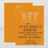 Retro Gotische Schedeldans Halloween Feest Kaart (Voorkant / Achterkant)
