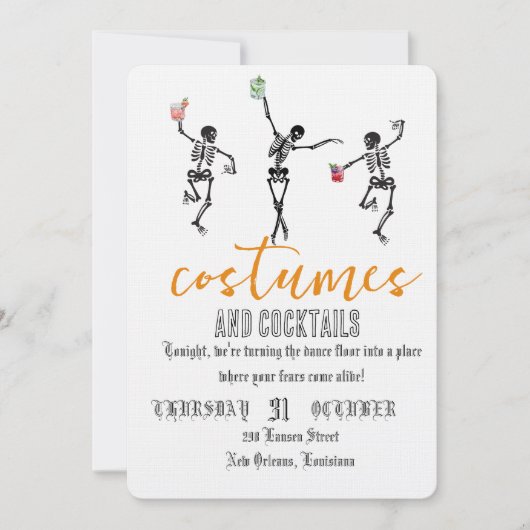 Retro Gotische Schedeldans Halloween Feest Kaart (Voorkant)