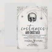 Retro Gotische Schedeldans Halloween Feest Kaart (Voorkant / Achterkant)
