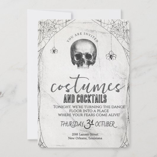 Retro Gotische Schedeldans Halloween Feest Kaart (Voorkant)