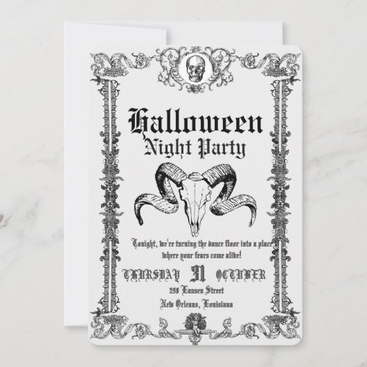 Retro Gotische Schedeldans Halloween Feest Kaart (Voorkant)