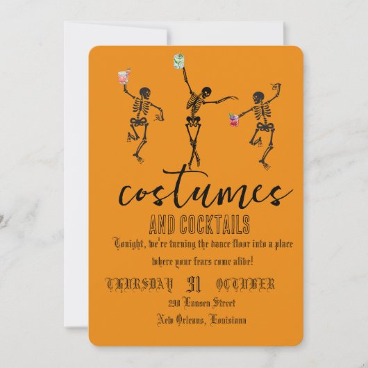 Retro Gotische Schedeldans Halloween Feest Kaart (Voorkant)