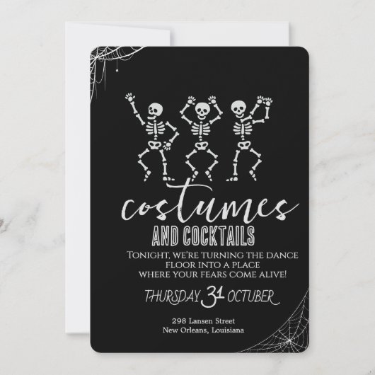 Retro Gotische Schedeldans Halloween Feest Kaart (Voorkant)