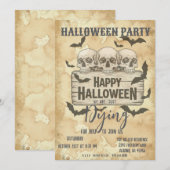 Retro  Gotische Schedels Halloween Party Uitnodige Kaart (Voorkant / Achterkant)