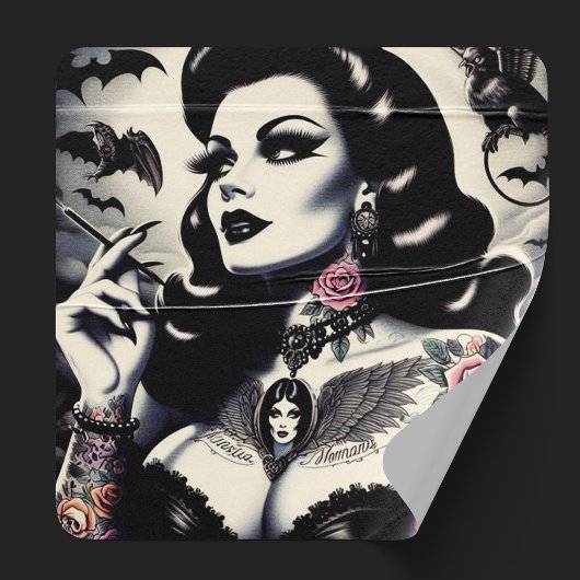 Retro Gotische Tattooed Meisje Sticker