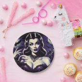 Retro Gotische Vrouw Papieren Bordje (Feest)