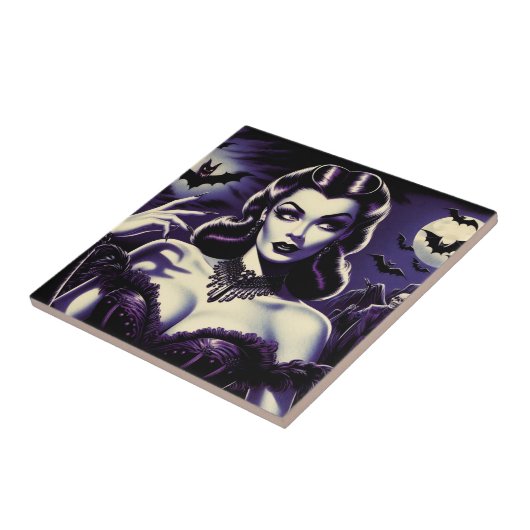 Retro Gotische Vrouw Tegeltje (Zijkant)