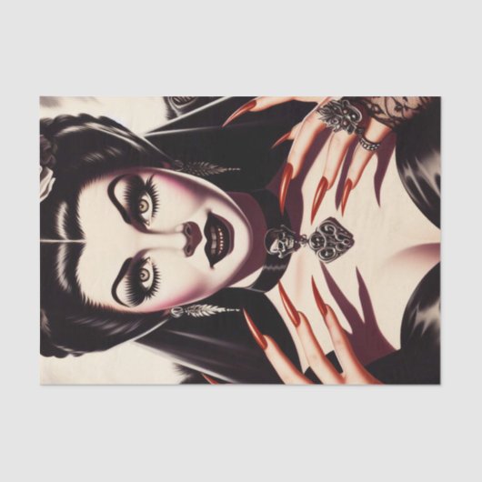 Retro Gotische Vrouw Tissuepapier (Voorkant)