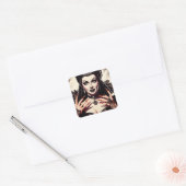 Retro Gotische Vrouw Vierkante Sticker (Envelop)