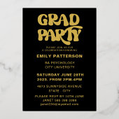 Retro Goud Folie Afgestudeerde Foto Feest Folie Uitnodiging (Achterkant)