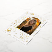 Retro Goud Folie Foto Afstudeer Uitnodiging (Gedraaid)