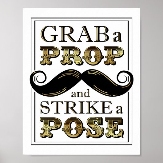 Retro Goud GRAB A PROP STRIKE A POSE Bord Print (Voorkant)