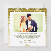 Retro Goud Groen Damast Bruiloft Bedankkaart (Voorkant)