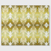 Retro Goud Groen Damast Bruiloft Cadeaupapier (Vlak)