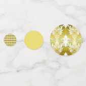Retro Goud Groen Damast Bruiloft Confetti (Voorkanten)