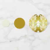 Retro Goud Groen Damast Bruiloft Confetti (Achterkanten)