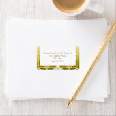 Retro Goud Groen Damast Bruiloft Etiket (Insitu)