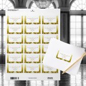 Retro Goud Groen Damast Bruiloft Etiket