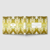 Retro Goud Groen Damast Bruiloft Gastenboek (Volledig)