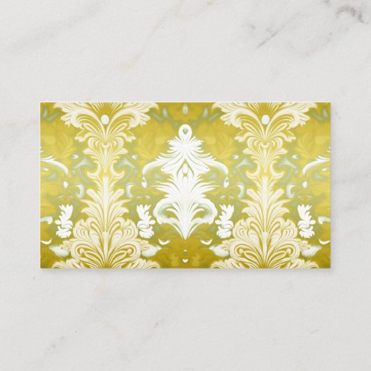 Retro Goud Groen Damast Bruiloft Informatiekaartje (Achterkant)