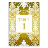 Retro Goud Groen Damast Bruiloft Kaart (Achterkant)