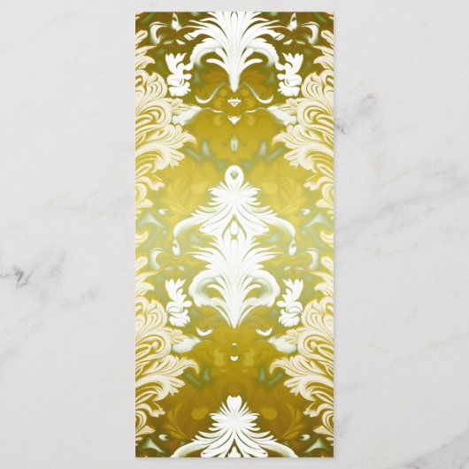 Retro Goud Groen Damast Bruiloft Menu (Achterkant)