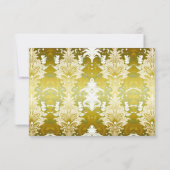 Retro Goud Groen Damast Bruiloft RSVP Kaartje (Achterkant)