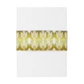 Retro Goud Groen Damast Bruiloft Uitnodigingen Wikkel (Achterkant Voorbeeld)