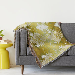 Retro Goud Groen Damast Patroon Deken