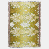 Retro Goud Groen Damast Patroon Deken (Voorkant Verticaal)