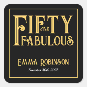 Retro Goud "Vijftig en Fantastisch" 50ste Verjaard Vierkante Sticker