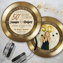 Retro Goud Vinyl Plaat Foto 50ste Verjaardagsfeest