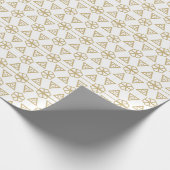 Retro  goud wit modern kerstpatroon cadeaupapier (Hoek)