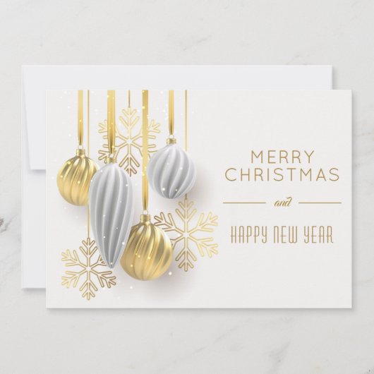 Retro Goud Zilveren Ornamenten Kerst Feestdagenkaart (Voorkant)