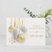 Retro Goud Zilveren Ornamenten Kerst Feestdagenkaart (Staand voorkant)