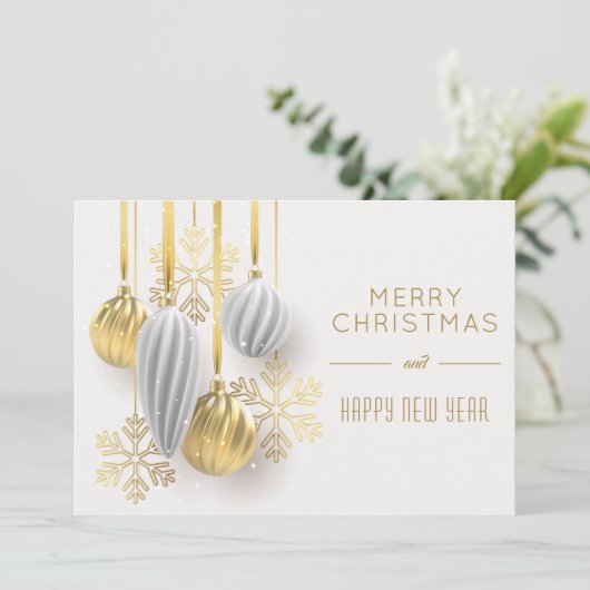 Retro Goud Zilveren Ornamenten Kerst Feestdagenkaart (Staand voorkant)